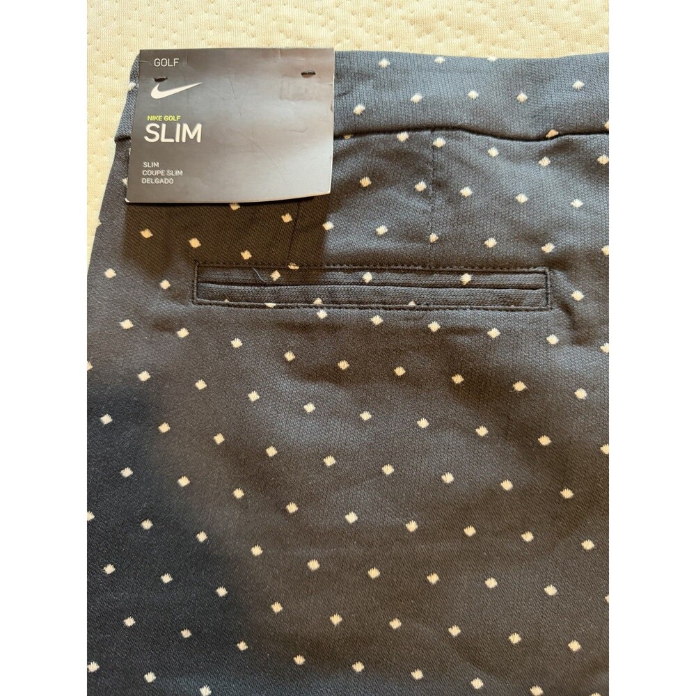 Nike Womens Dri Fit Golf Pants Size 14 Black/White Polka Dots Slim NWT - Picture 11 of 14